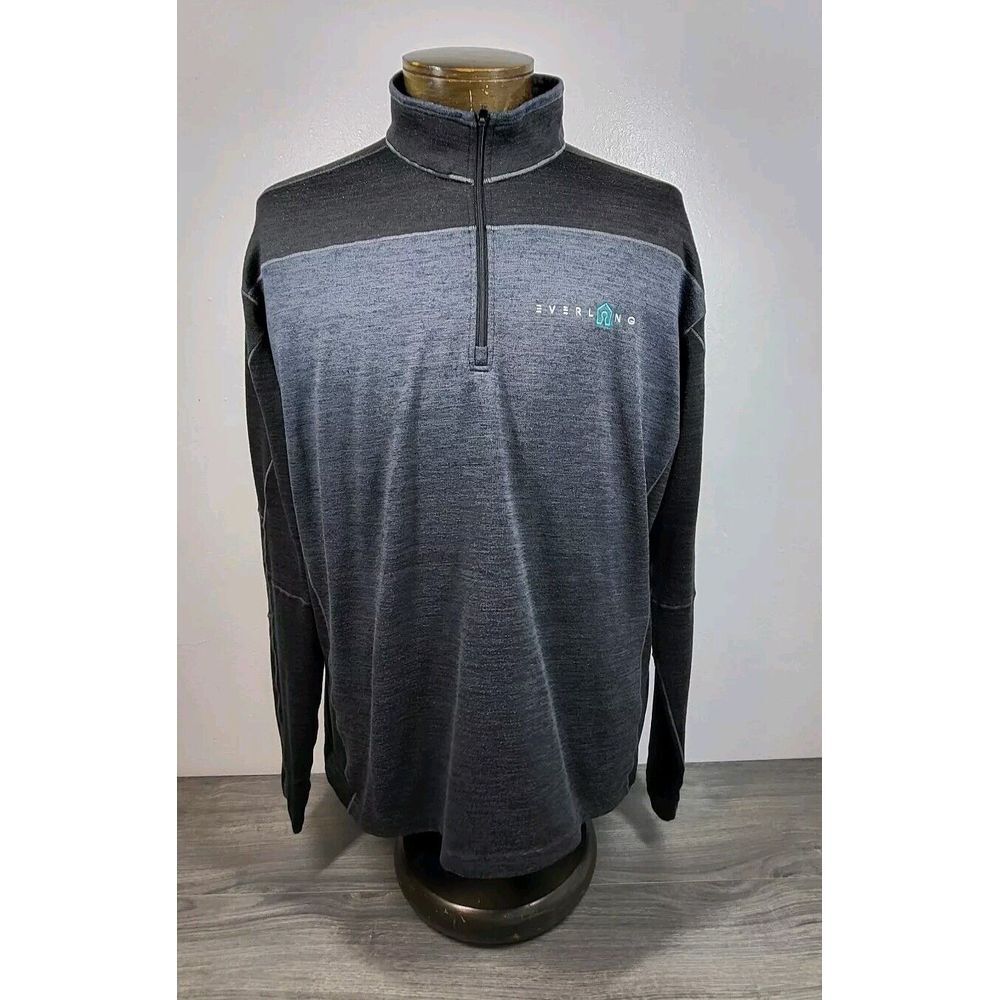 Kuhl Everlong Men's‎ 1/4 Zip Shirt Pullover Long Sleeve Gray Black Thumb Holes